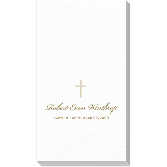 White Pearl Cross Caspari Guest Towels